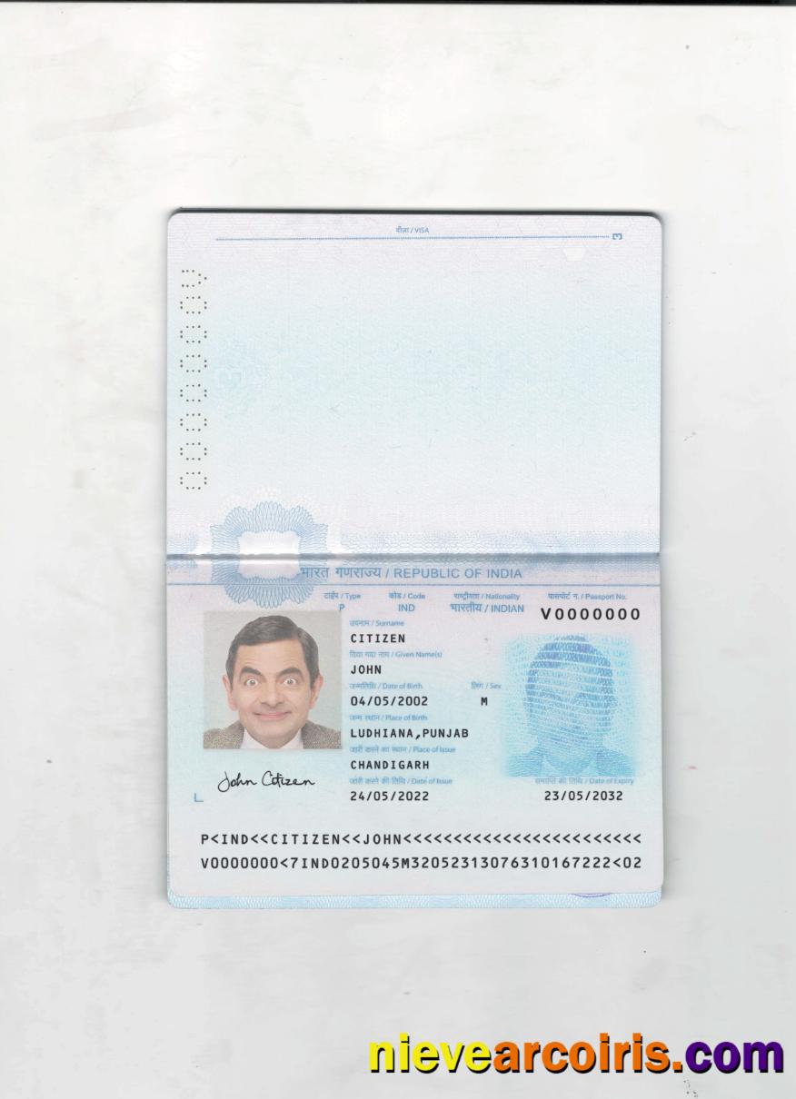 India passport 2022-present 2-pages page 1